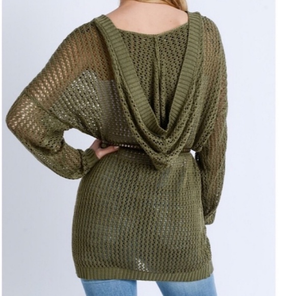 Waffle Hooded Open-Front Cardigan - Picture 2 of 3